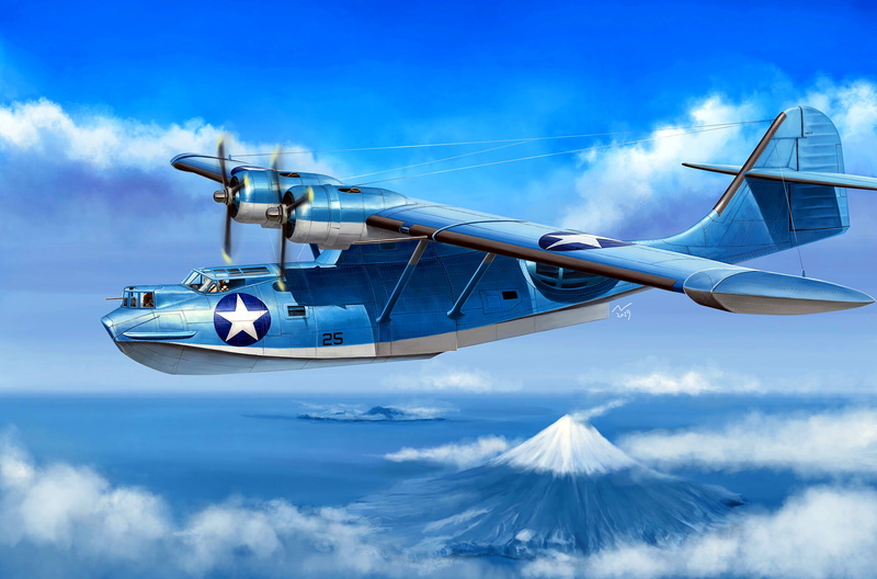 Flying boat, Maritime patrol bomber, PBY Catalina, 4K, anti-submarine