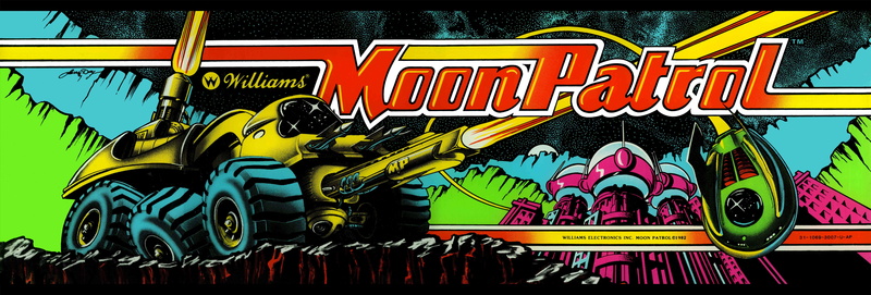 5K, Moon Patrol, arcade cabinet, video game art, arcade marquee