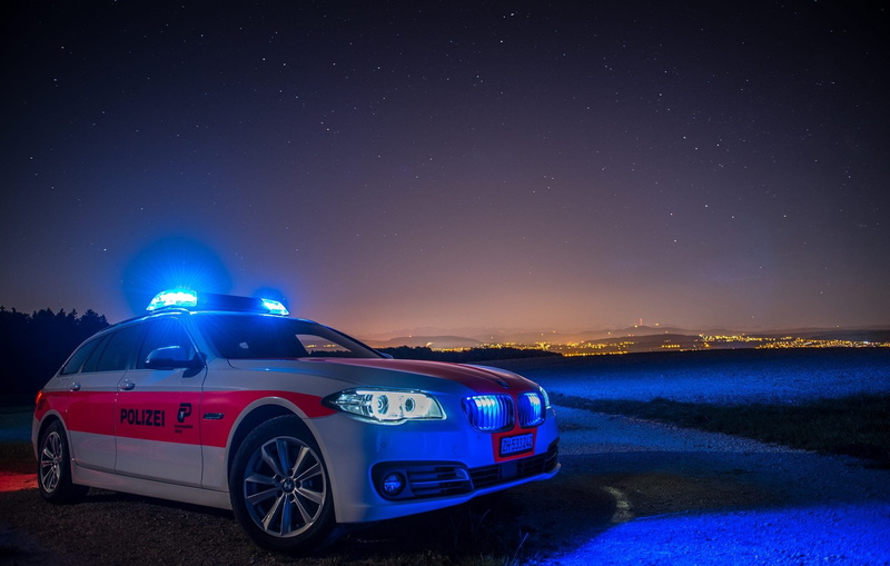 bmw, vehicles, scenics - nature, nature, sky, police car, zurich cantonal police, patrol car, night, galaxy, car, space, blue light, bill, science, motor vehicle
