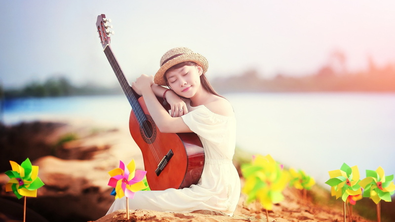 girls, Woman, guitar, 4k pics, 2K, 2560x1440, playing, the