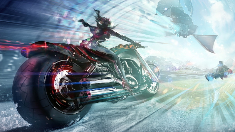 digital, 1080P, fiction, digital art, science, science fiction, motorcycle, futuristic, art