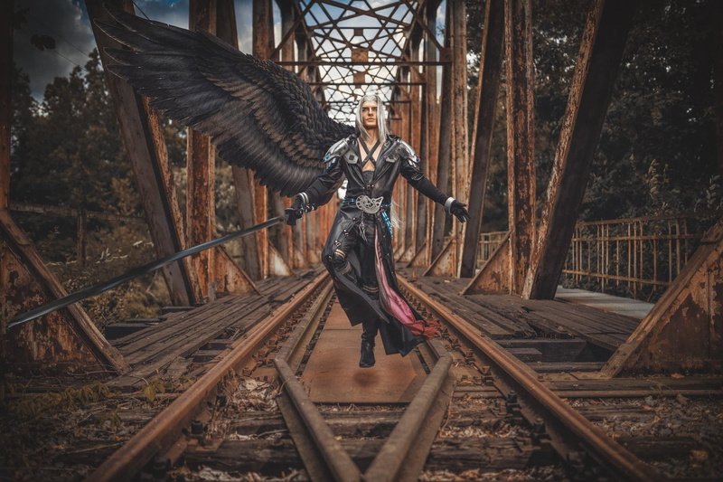 nature, Sephiroth, no people, railing, track, video game characters, day, metal, outdoors, video games, warrior, animal wildlife, forest, 1080P, full length