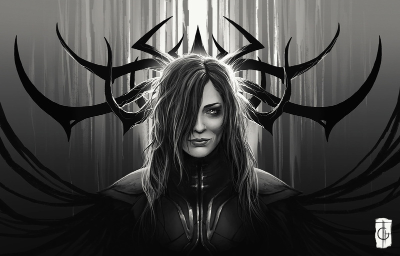 1080P, Marvel Comics, Thor : Ragnarok, Rodney Amirebrahimi, Hela, digital art, drawing, Cate Blanchett, fan art