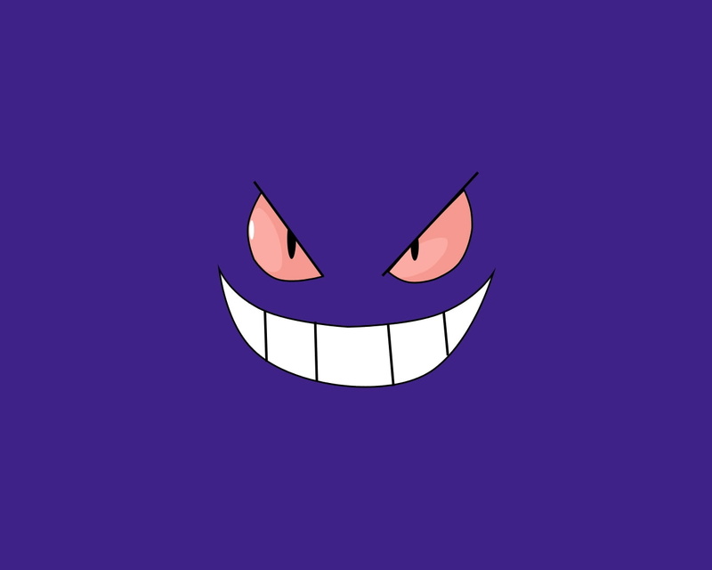 720P, faces, smiling, simple, anime, x, background, hd, Gengar, pokemon, art