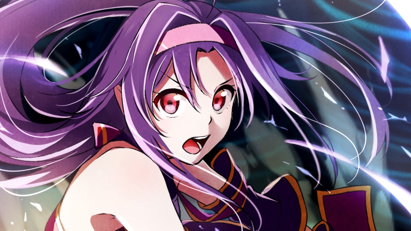 anime, anime girls, Konno Yuuki, purple hair, Sword Art Online, 1080P, red eyes