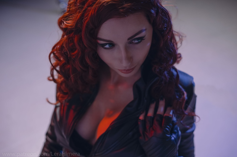 catsuit, long hair, Marvel Girl, cosplay, women, redhead, leather clothing, wavy hair, 2K, catsuits, cleavage, fingerless gloves, high angle, face, Marvel Comics
