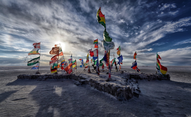 Flags, salt, 2K, Salar de uyuni, Bolivia, lake