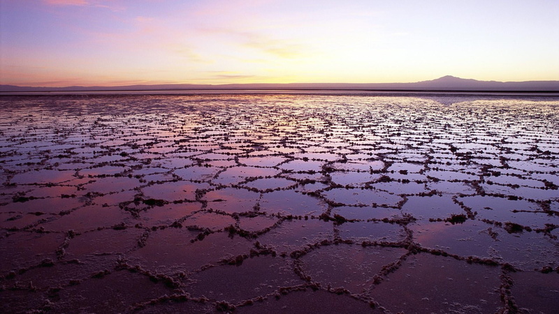 no people, mineral, beauty in nature, outdoors, salt lake, sunset, calm, morning, chile, drought, scenics - nature, wetland, horizon over water, sky, cracked