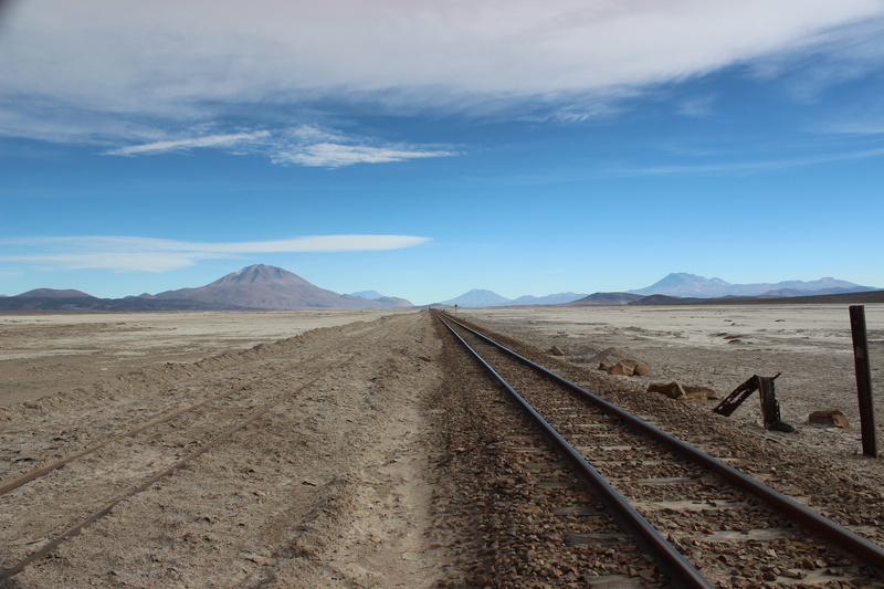 climate, rail transportation, railway, railroad track, no people, day, non-urban scene, long, 5K, outdoors, mountain, tranquil scene, Bolivia, clouds