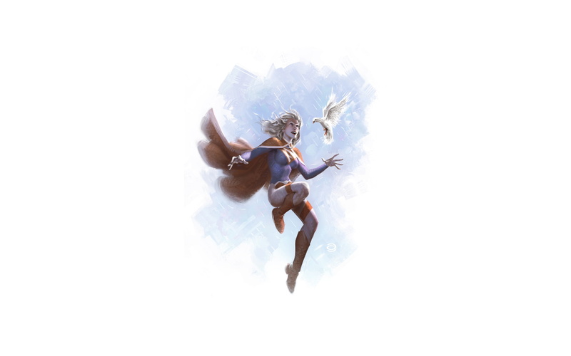 dove, girl, bird, dc, drawing, white, cartoon/comic, 1080P, hd, power