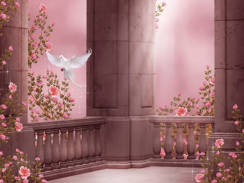 flight, white, architecture, flower pot, columns, cultures, flower, growth, pink color, petal, building, roses, architectural Column, building exterior