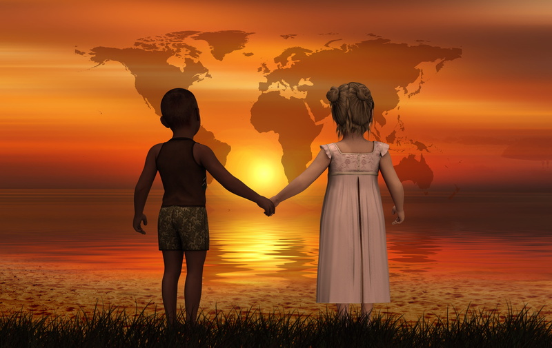 holding, females, harmony, world childrens day, universe, couple - relationship, water, unity, continents, sea, play, girl, beauty, togetherness, sky, line