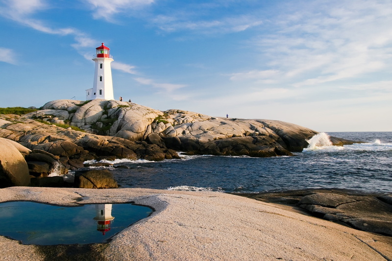 no people, beacon, sunny, rocks, groyne, cloud - sky, building exterior, protection, outdoors, rock, icon, nova scotia, wave, sea, marine, ocean, landmark