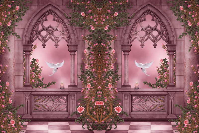 outdoors, europe, built Structure, pattern, old, ornate, arches, decoration, columns, window, growth, pink color, two, floral pattern, architecture And Buildings
