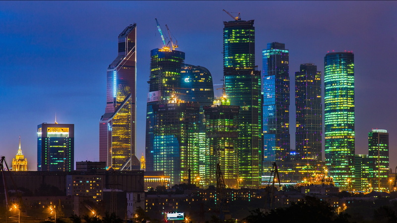 City, Beautiful, Night, 1080P, Skyscraper, Lights, Moscow