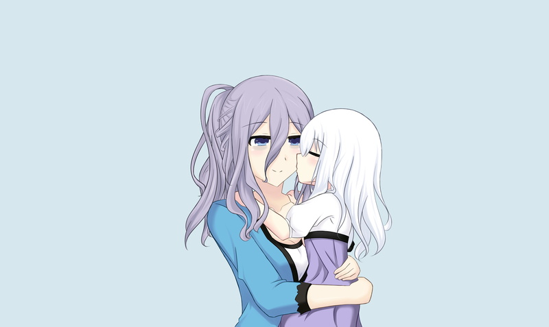 women, one person, white hair, original characters, studio shot, little girl, technology, families, simple background, 5K, hairstyle, blue eyes, waist up