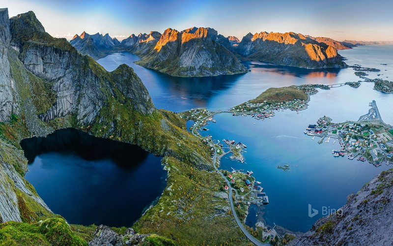 solid, reflection, rock - object, sky, non-urban scene, scenics - nature, nature, rock, mountain, reine, reinebringen, water, moskenesoya, outdoors, beauty in nature