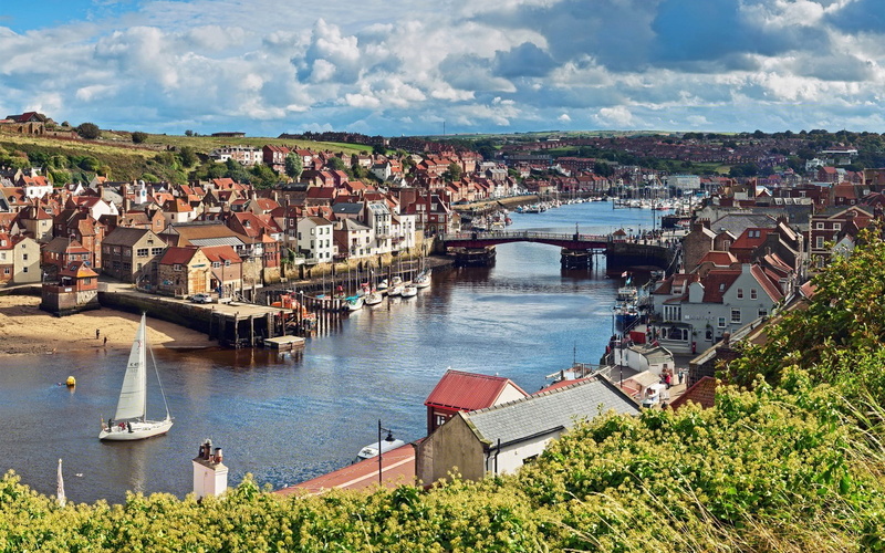 City, Boats, England, Bridge, 1080P, River, Houses, North, Yorkshire
