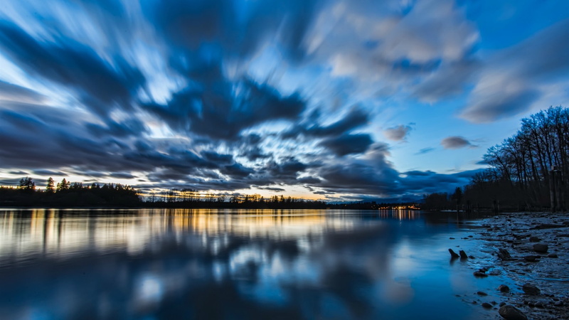 Lake, 1080P, British, Evening, Dusk, Columbia, Canada, Trees