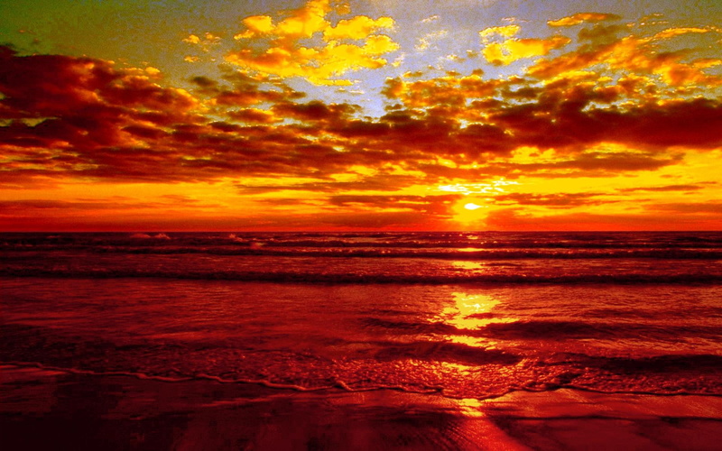 1080P, nature and landscapes, sunset, beach, clouds, ocean, summer, hot, dusk