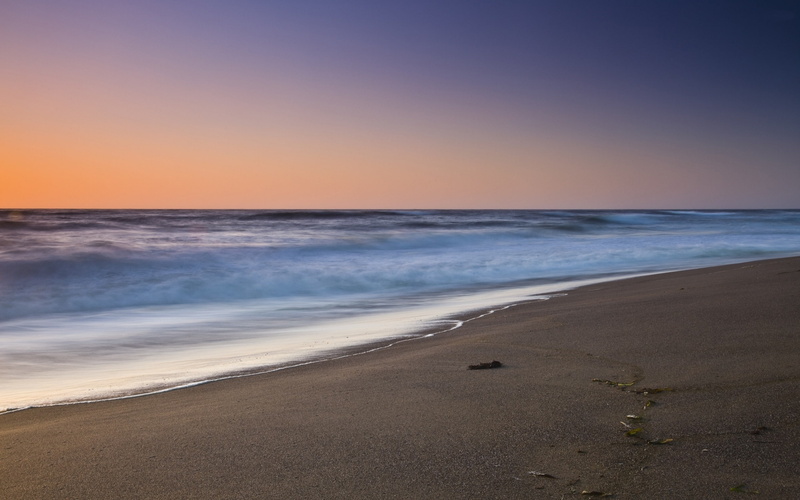 foamy, horizon over water, 2K, sea, sunset, tranquility, horizon, nature, wall, sand, tranquil scene, beauty in nature, outdoors, clear sky, sky, hd, waves
