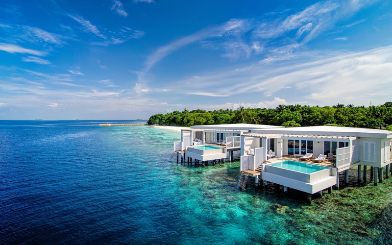 hd, exclusive, pool, photo, indian, solid, ocean, 4K, maldives, overlooking, sea, amilla, houses, resort, terrace, fushi
