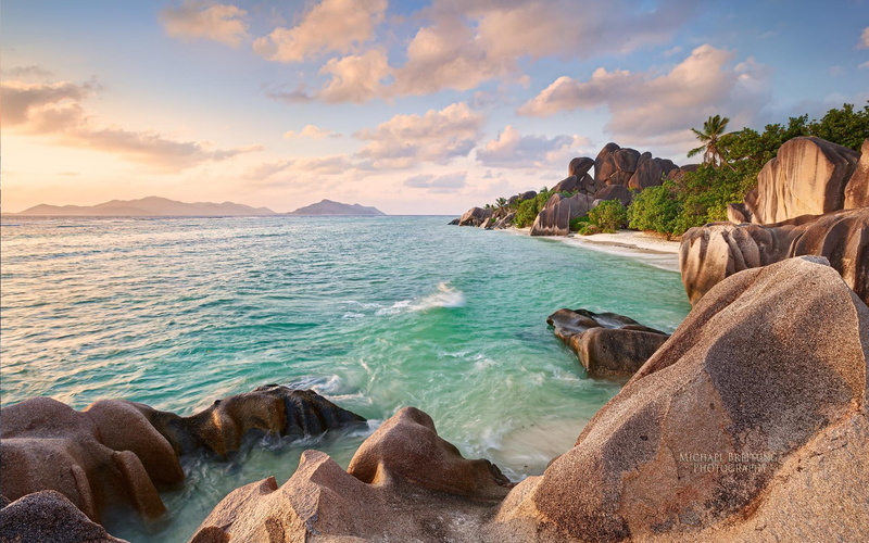 brown, near, digue, la, 1080P, rocks, water, body, seychelles, beach