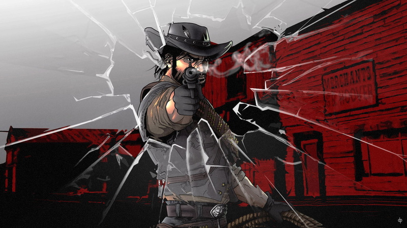 adult, artwork, transportation, holding, illustration, chracter, man, anime, Red Dead Redemption, water, clothing, metal, people, John Marston, mode of transportation