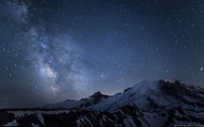  mount, nature, night, 1080P, tranquil scene, mountain, windows, astronomy, no people, space, tranquility, rainier, winter, galactic, scenics - nature