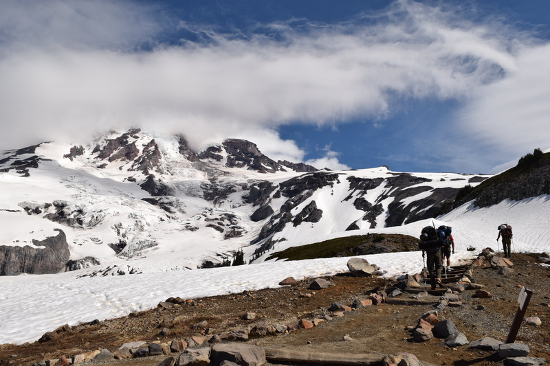 hiking, coated, rainier, person, outdoors, nature, three, mt, climbing, scenics, landscape, mountain, mountain Peak, snow, 5K, Mt Rainier