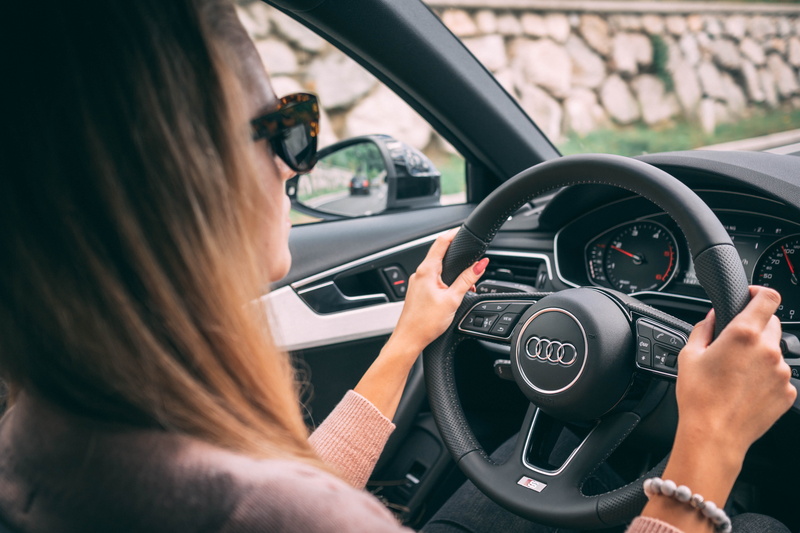 steering, fashion, driving, control panel, girl, female, speedometer, control, steering wheel, motor vehicle, mirror, transportation, technology, human body part