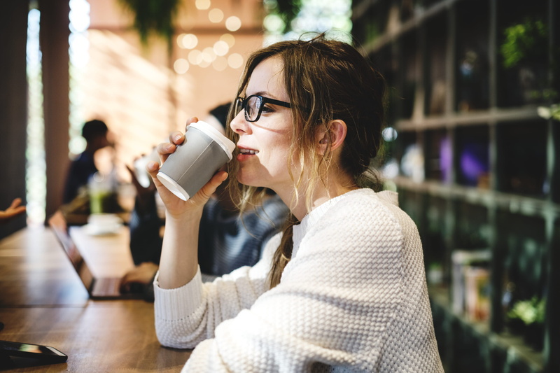 takeaway, room, beautiful woman, outdoors, female, hairstyle, inside, mug, coffee - drink, sat, hand, 2K, refreshment, coffee break, coffee, young women