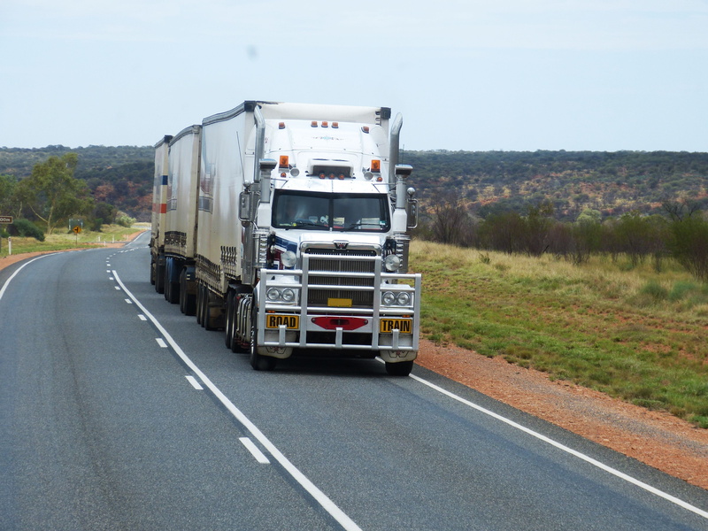 truck, blue, white, sky, semi trailers, australia, drive, on the move, white cargo, trucking, outdoors, daytime, traffic, transportation, business, mode of transportation