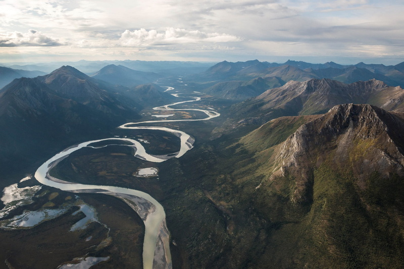 day, landscape, gates of the arctic, wilderness, high angle view, clouds, tranquil scene, no people, idyllic, river, remote, passing, brooks range, beauty in nature