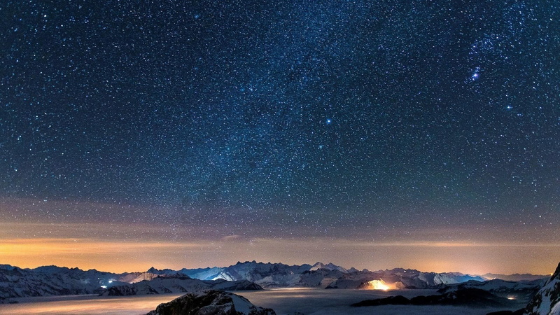 mountain, 1080P, night, starry, night sky, starry night, stars