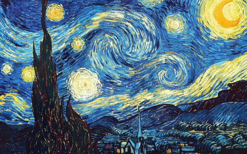 abstract, Vincent Van Gogh, 2K, painting, Starry Night