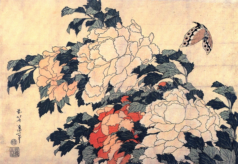 ink, plants, artwork, Hokusai, 1080P
