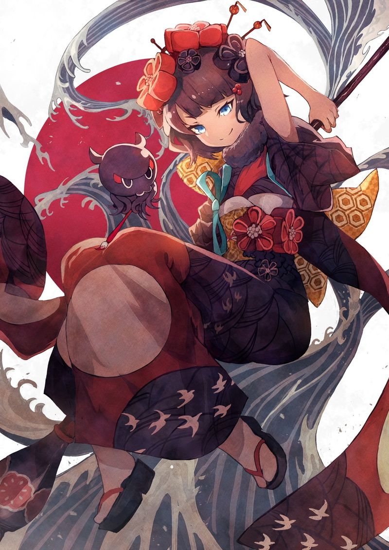 Katsushika Hokusai (Fate/Grand Order), anime girls, fantasy girl, anime, blue eyes, 1080P