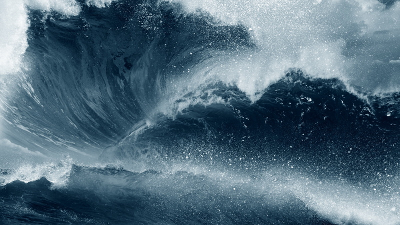 blue, 4K, splashes, water, sea, waves