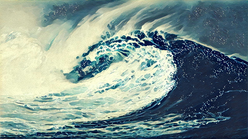 artwork, painting, nature, waves, tidal, beach, 1080P, wave, land, day, flowing water, sea, water, beauty in nature, sport, waterfront, aquatic sport