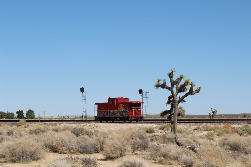 field, 5K, mode of transportation, arid climate, train, scenics - nature, sky, clear sky, environment, land, nature, rail, locomotives, mojave desert