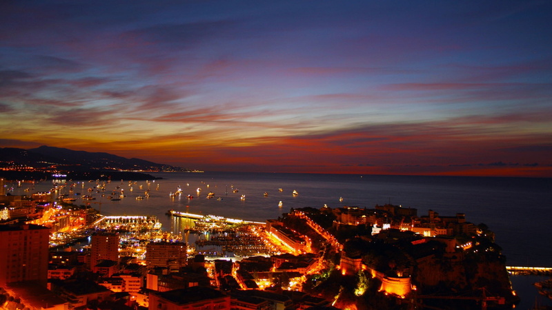 Night, Boats, Monaco, Port, Carlo, Lights, City, 1080P, Monte