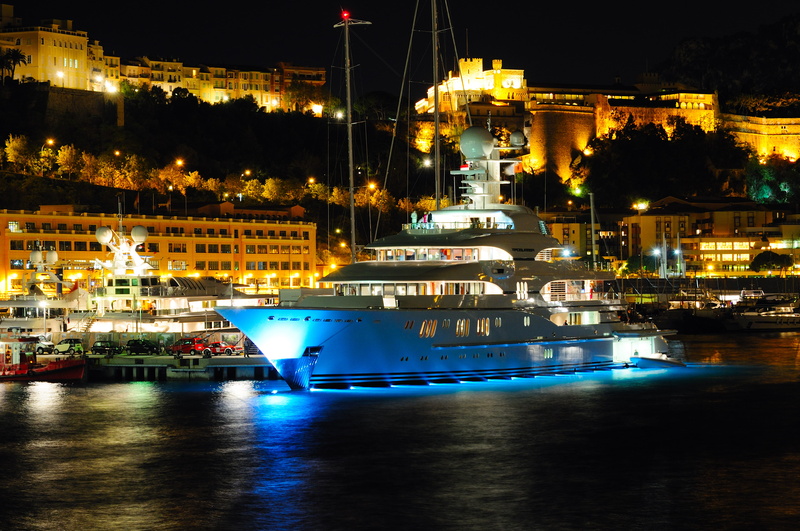 cruise ship, water, mega yacht, yacht, illuminated, white yacht, white, sea, Hercules, reflection, port, cruise, transportation, yachts, architecture, night