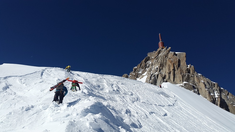 mountaineer, 4K, people, adult, beauty in nature, backcountry skiiing, sky, high, france, clear sky, mountain station, aiguille du midi, mountaineering