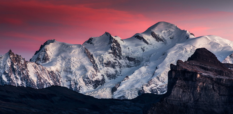 Mont Blanc, mont, Snow, Landscape, Mountain, ens, Samöens, View, sam, Clouds, 1080P, blanc, Sky, Pink, Beauty