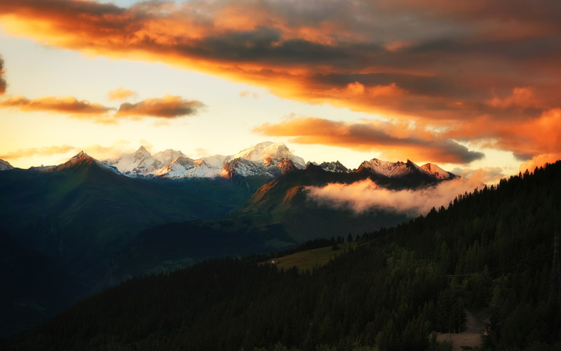 Mont Blanc, Sunset, 2K, French Alps