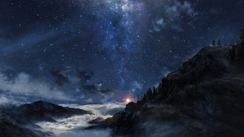 tranquil scene, nature, night, astronomy, tranquility, scenics - nature, starry, star, mountains, stars, star field, mountain range, no people, star - space