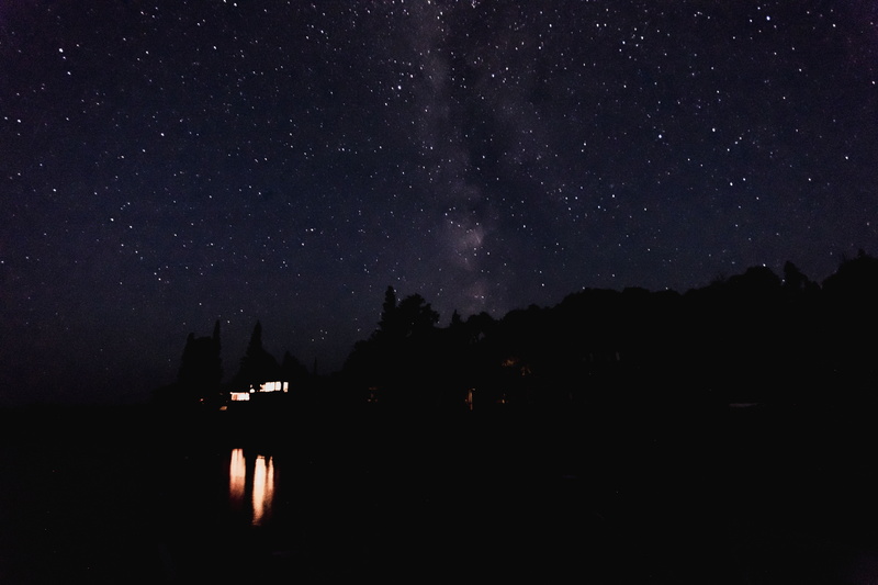 astronomy, clouds, house, no people, sky, water, nature, star - Space, space and astronomy, beauty in nature, idyllic, stars, starry, space, taken, outdoors