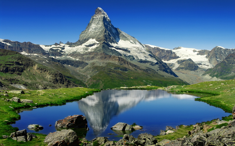tranquil scene, valais, 4K, mountain peak, zermatt, area, mountain range, water, nature, alpine, tranquility, town, riffelhorn, reflection, mountain, canton