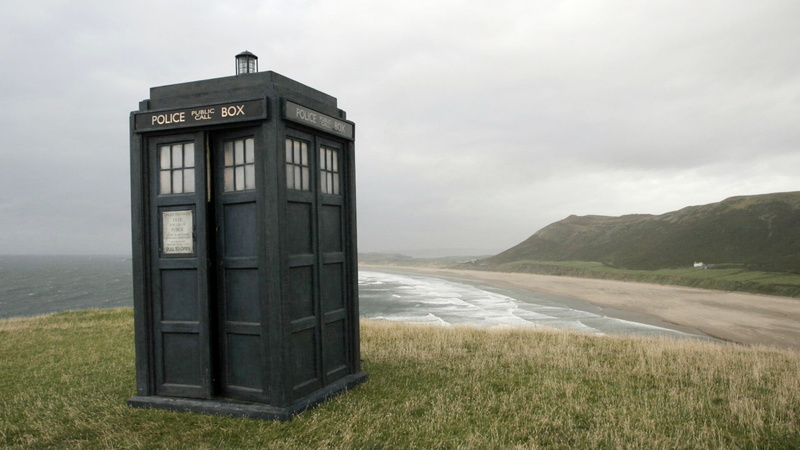 sky, scenics - nature, beauty in nature, water, land, black, grass, day, no people, tranquility, mountain, nature, architecture, Doctor Who, TARDIS, cloud - sky